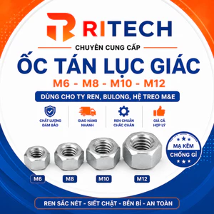 Ốc Tán Lục Giác Mạ Kẽm RITECH M6 M8 M10 M12 – Dùng Cho Ty Ren, Bulong, Hệ Treo M&E