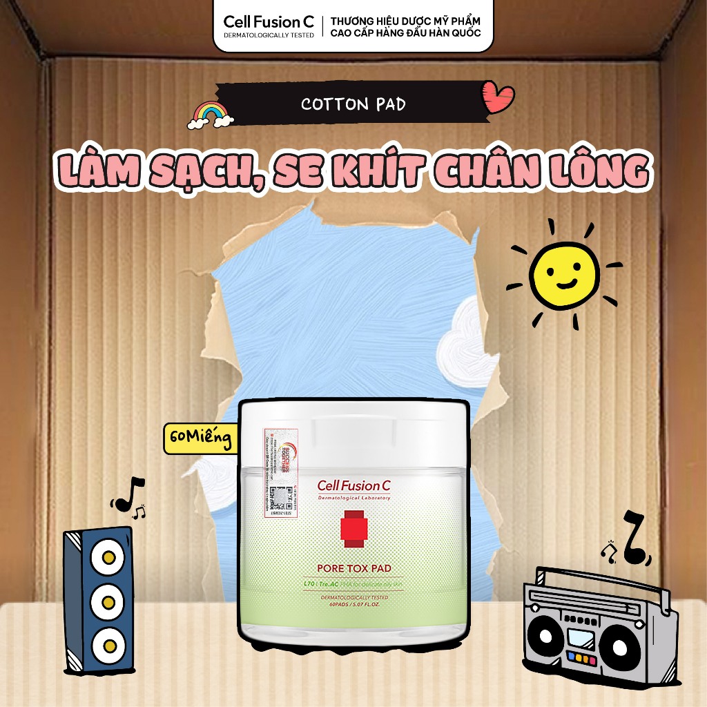 Toner Pad Làm Sạch Sâu & Thu Nhỏ Lỗ Chân Lông Chứa PHA Cell Fusion C Pore Tox Pad