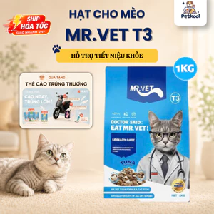 Thức ăn cho mèo MRVET dạng hạt T3 mới 1KG hỗ trợ cải thiện đường tiết niệu cho mèo Pet Kool