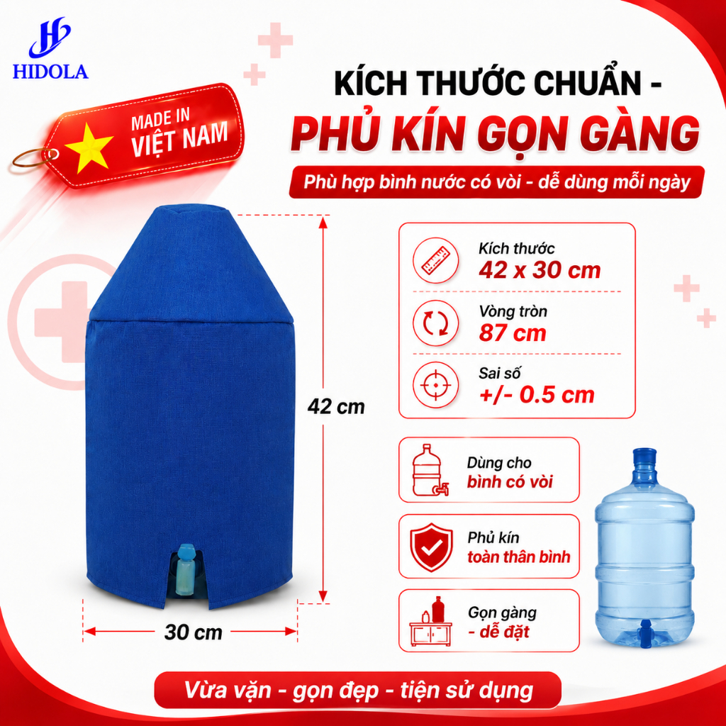 Túi Trùm Bình Nước 20L Có Vòi CV.FULL-02 – Chống Bụi, Vải Cao Cấp, Dễ Tháo Lắp, Thẩm Mỹ Cho Văn Phòng & Gia Đình