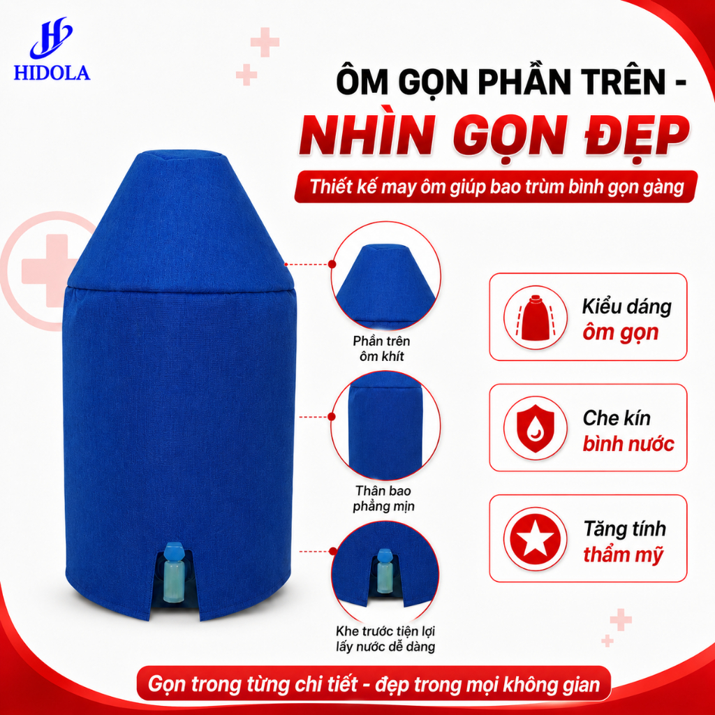 Túi Trùm Bình Nước 20L Có Vòi CV.FULL-02 – Chống Bụi, Vải Cao Cấp, Dễ Tháo Lắp, Thẩm Mỹ Cho Văn Phòng & Gia Đình