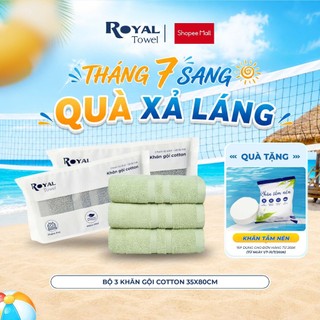 Bộ 3 Khăn Gội Royal Towel 35x80cm Sợi Cotton Mềm Mịn, Thấm Hút Tốt, Không Xổ Lông, Không Phai Màu