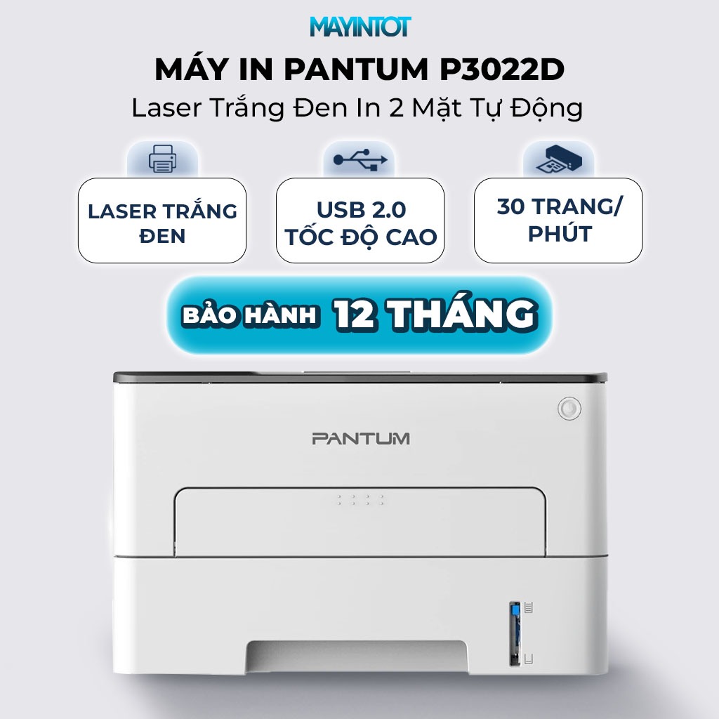Máy In Pantum P3022D Laser Trắng Đen In 2 Mặt Tự Động Tốc Độ 30 Trang Phút USB Khổ A4 Chính Hãng - Máy In Tốt