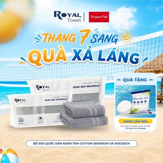 Bộ Đôi Quốc Dân: 1 Khăn 50x100cm và 1 Khăn 60x120cm Sợi Cotton Mềm Mịn, Thấm Hút Tốt, Không Xổ Lông, Không Phai Màu