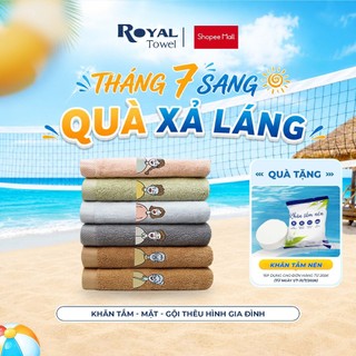 Khăn Tắm Khăn Gội Khăn Mặt Royal Towel Thêu Hình Gia Đình, Sợi Cotton Mềm Mịn, Thấm Hút Tốt, Kháng Khuẩn