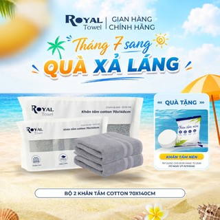 Bộ 2 Khăn Tắm Royal Towel 70x140cm Sợi Cotton Mềm Mịn, Thấm Hút Tốt, Không Xổ Lông, Không Phai Màu