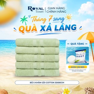 Bộ 5 Khăn Gội Royal Towel 35x80cm Sợi Cotton Mềm Mịn, Thấm Hút Tốt, Không Xổ Lông, Không Phai Màu