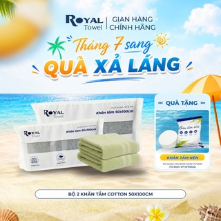Bộ 2 Khăn Tắm Royal Towel 50x100cm Sợi Cotton Mềm Mịn, Thấm Hút Tốt, Không Xổ Lông, Không Phai Màu