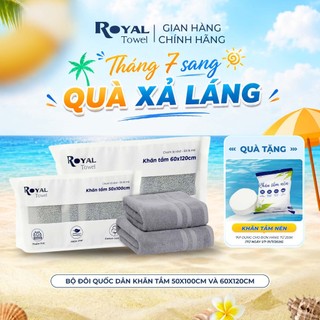 Bộ Đôi Quốc Dân: 1 Khăn 50x100cm và 1 Khăn 60x120cm Sợi Cotton Mềm Mịn, Thấm Hút Tốt, Không Xổ Lông, Không Phai Màu