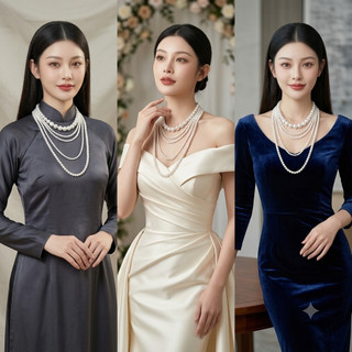 [ DAISYN ] N692 dây chuyền mang áo dài , dây chuyền áo tấc, vòng cổ áo ngũ thân 5 sợi ngọc trai nhân tạo sang trọng