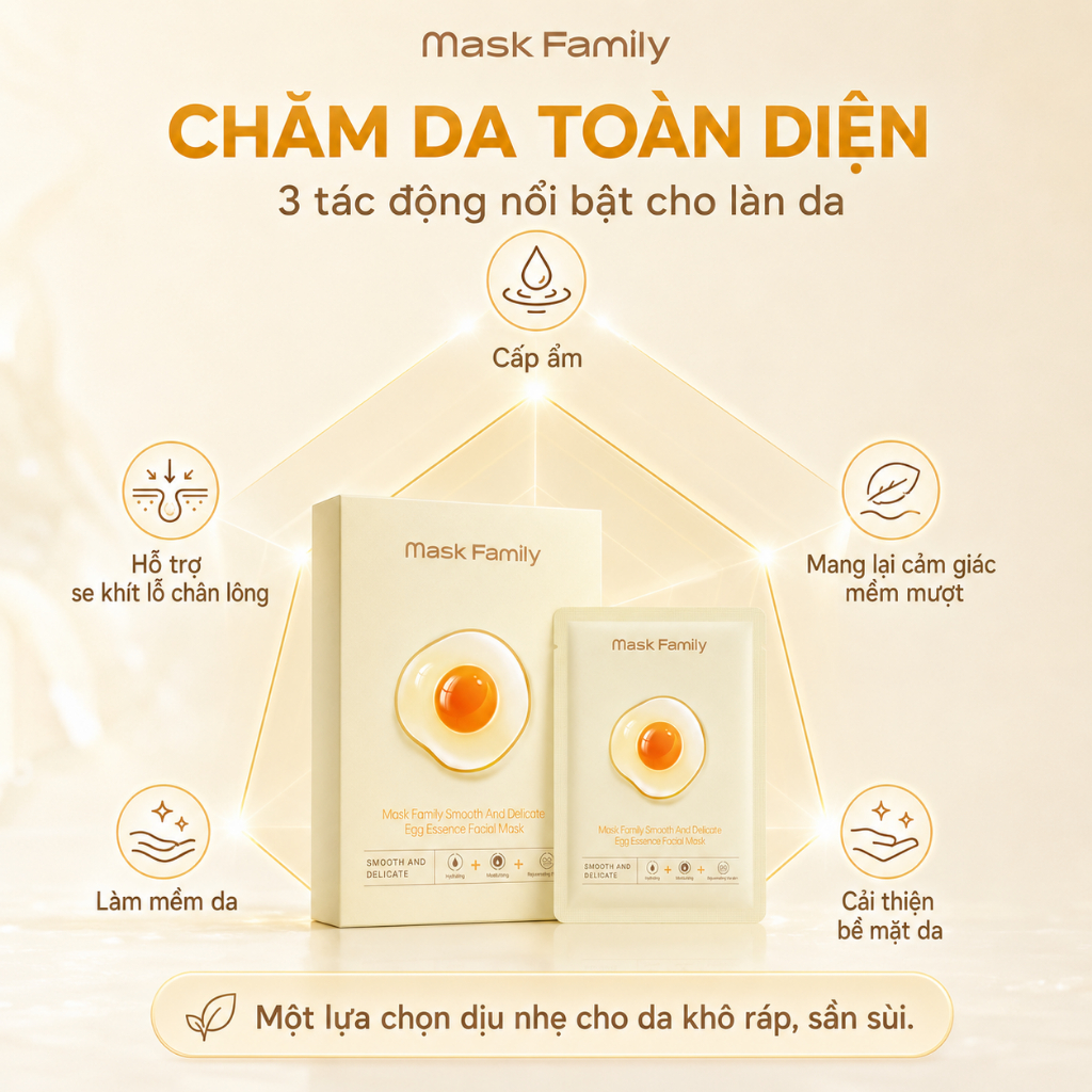 Mặt Nạ Trứng Gà Mask Family Se Khít Lỗ Chân Lông Mịn Da Cấp Ẩm Cho Làn Da Thô Ráp (25ml*10 Miếng)