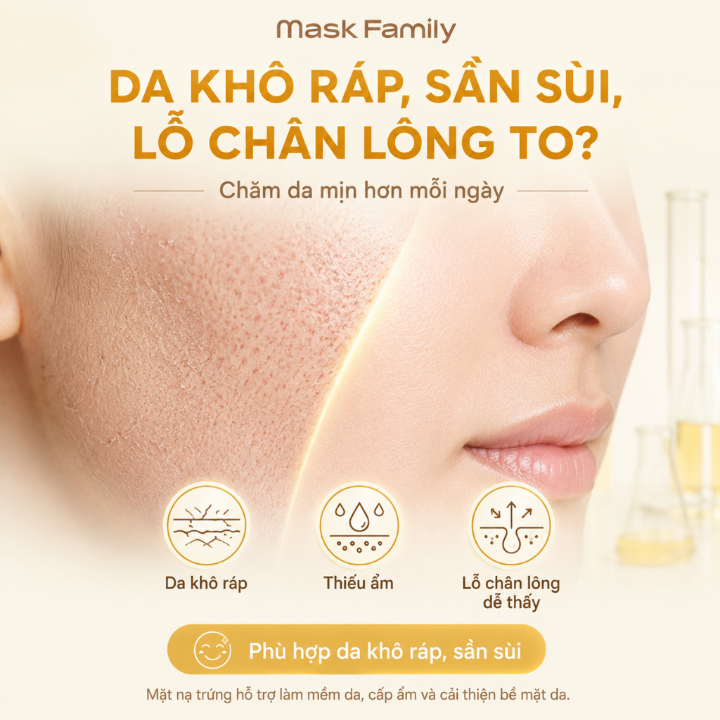 Mặt Nạ Trứng Gà Mask Family Se Khít Lỗ Chân Lông Mịn Da Cấp Ẩm Cho Làn Da Thô Ráp (25ml*10 Miếng)