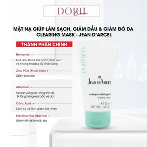Mặt nạ giúp làm sạch, giảm dầu và giảm đỏ da Clearing Mask Jean d'Arcel 30ml tặng mặt nạ