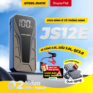 Kích Bình Ô Tô STEELMATE JS12E - Dung Lượng 12.000mAh, Đèn LED Khẩn Cấp, BH 2 Năm