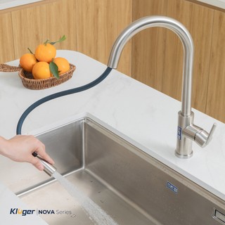 Vòi rửa bát dây rút KLF0030S xoay 360 độ, chất liệu Inox 304 cao cấp, đầu vòi đa chức năng
