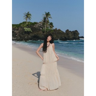 Váy maxi OLV 2 dây Cream Cotton Cami Tiered Maxi Dress phù hợp mùa hè đi chơi đi biển