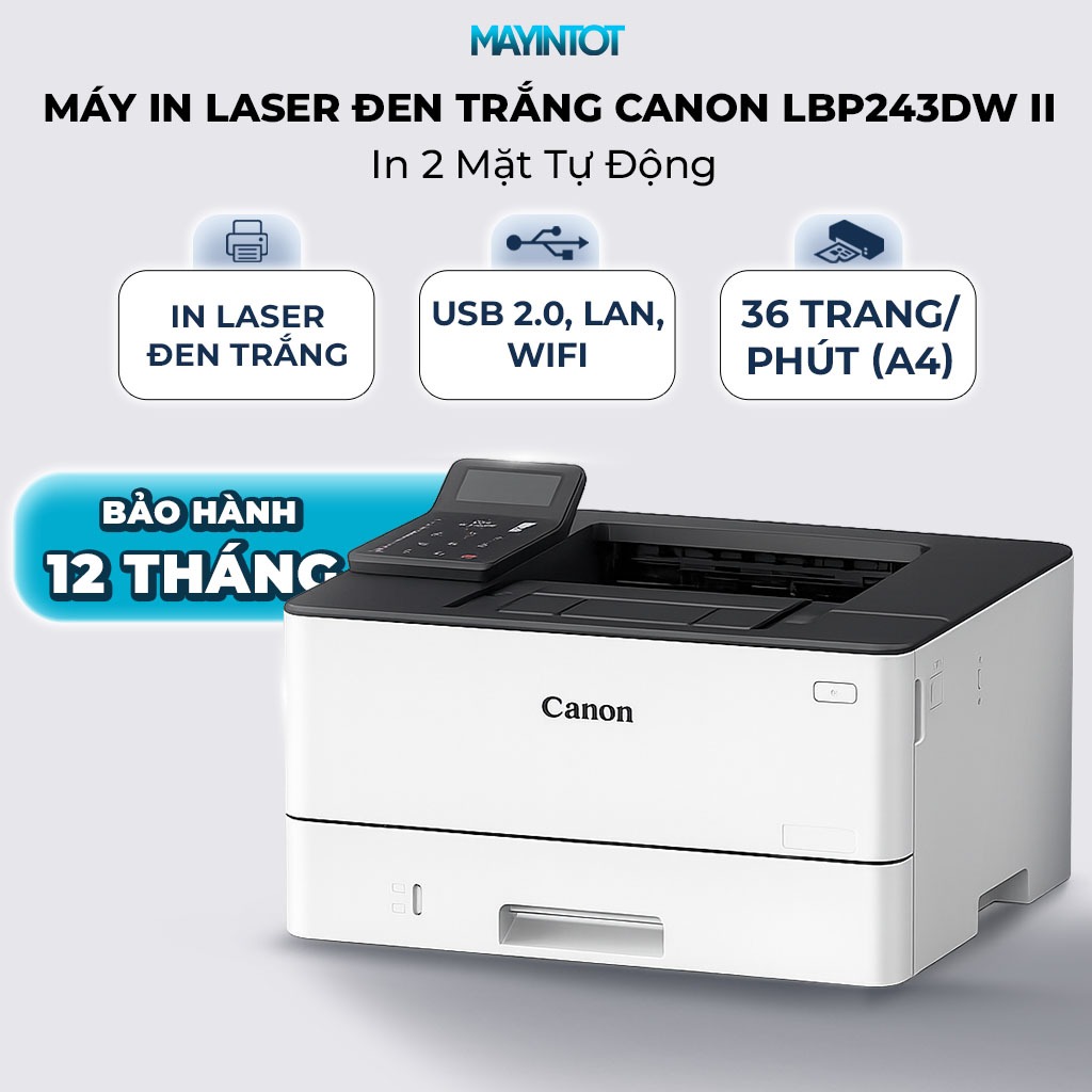 Máy In Laser Đen Trắng Canon LBP243DW II In 2 Mặt Tự Động, Kết Nối Wifi, In Tài Liệu Chuyên Nghiệp