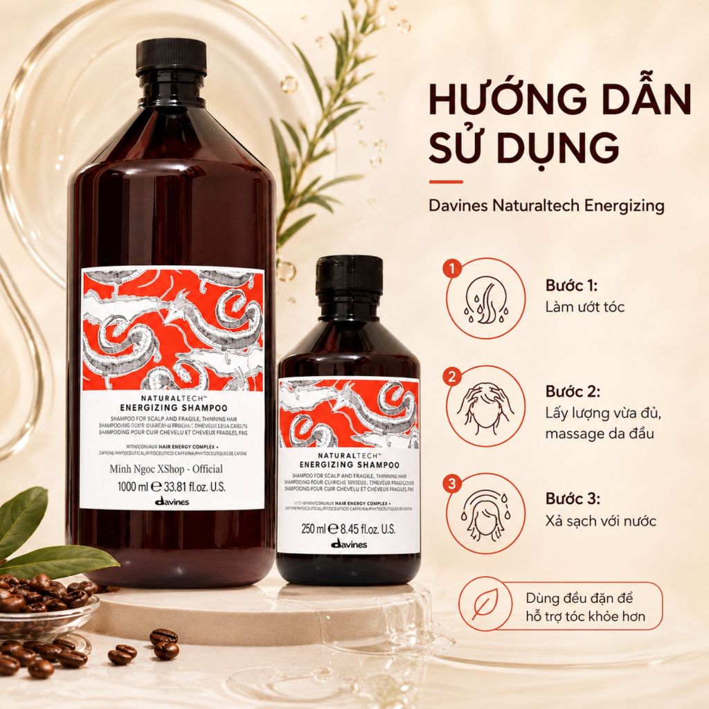 Dầu Gội DAVINES Naturaltech Energizing 250ml - 1000ml | Giảm Gãy Rụng Cho Tóc Chắc Khỏe & Bồng Bềnh