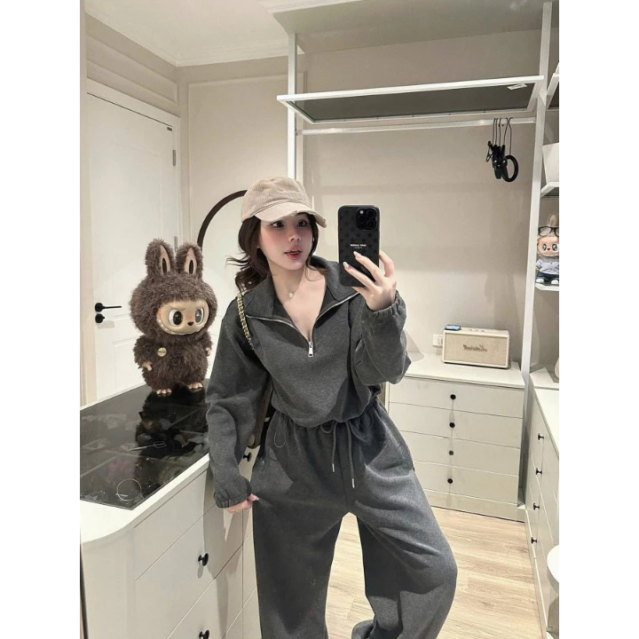 Set đồ nữ, đồ bộ nữ DONNA HCOM26761 chất nỉ bông form rộng dáng thể thao trẻ trung năng đông