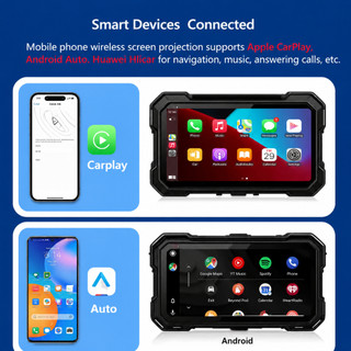 Màn hình CarPlay xe máy 5 inch IPS cảm ứng, màn hình dẫn đường GPS Bluetooth chống nước IP67