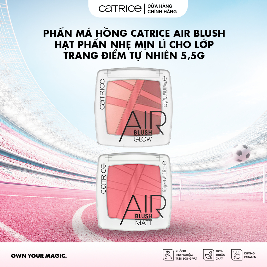 Phấn má hồng Catrice Air Blush hạt phấn nhẹ mịn lì cho lớp trang điểm tự nhiên 5,5g