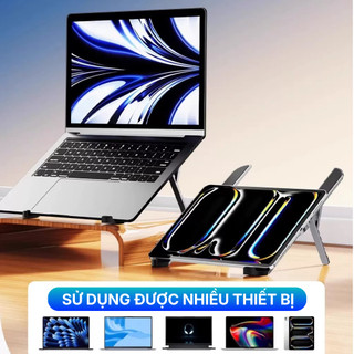 Giá Đỡ Laptop Gấp Gọn GD11 Nhôm Hàng Không Nhẹ, Chân Đế Máy Tính 6 Mức Điều Chỉnh Hỗ Trợ Tản Nhiệt