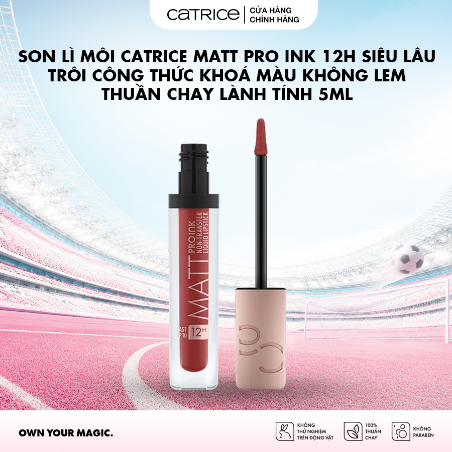 Son lì môi Catrice Matt Pro Ink 12h siêu lâu trôi công thức khoá màu không lem thuần chay lành tính 5ml