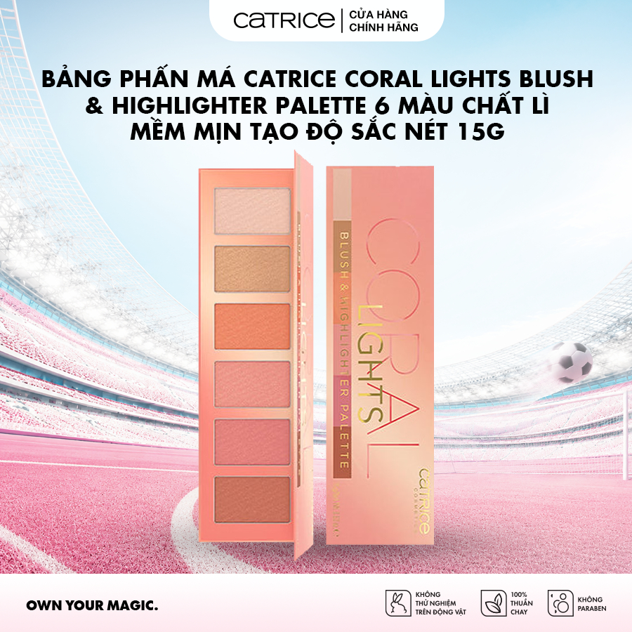 Bảng phấn má Catrice Coral Lights Blush & Highlighter Palette 6 màu chất lì mềm mịn tạo độ sắc nét 15g