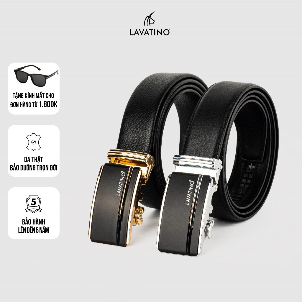 Thắt Lưng Nam Da Bò Thật, Khóa Tự Động Thiết Kế Cao Cấp Hàng Hiệu Lavatino -  TINO 04