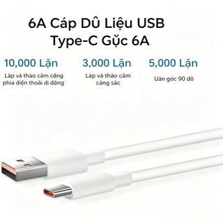 Cáp Sạc Nhanh 6A USB to Type-C Tương Thích Huawei 120W 100W 66W 40W Cho Pura 70 Mate 60 50 40 Nova 13 P60 P50 P40