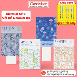 Combo 5/10 Vở Kẻ Ngang Pattern Classmate Giấy Mịn Ăn Mực, Bìa Chống Nước, Vở B5 72/80/120 Trang, 58-60gsm