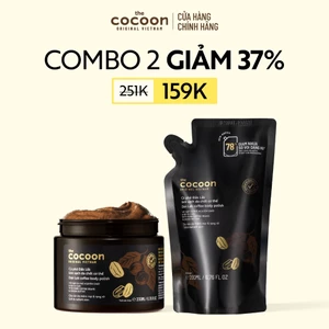 Combo 1 Hũ Tẩy Da Chết Cơ Thể Cà Phê Đắk Lắk Cocoon 200ml + Túi Refill Tẩy Da Chết Cà Phê 200ml