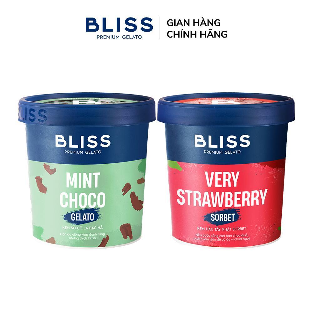 [Hỏa tốc HN/HCM] Combo kem BLISS BẠC HÀ + DÂU TÂY (2 hộp x 473ml): Sô Cô La Bạc Hà, Dâu Tây Nhật