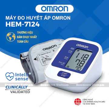Máy Đo Huyết Áp OMRON HEM-7124 Chính Hãng, Đo Tại Nhà Kết Quả Chính Xác - Bảo Hành 5 Năm
