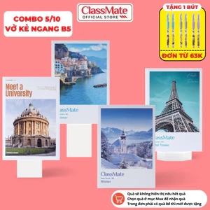 Combo 5/10 Vở Kẻ Ngang Travel Classmate B5, Bìa Chống Nước, Giấy Ăn Mực, Vở 80/12/200 Trang, 58-60gsm Ghi Bài