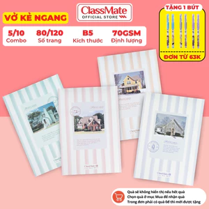Combo 5/10 Vở Kẻ Ngang Post Card ClassMate Giấy Vàng Chống Loá, Bìa Chống Nước B5, 70gsm, 80/120 Trang