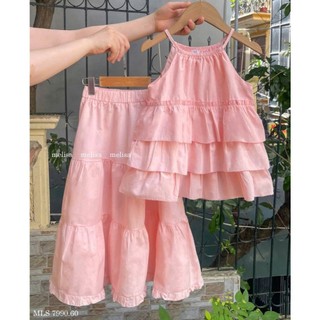 [B&G] Sét váy maxi hồng áo cô yếm kèm chân váy bồng bềnh công chúa cho bé gái đi chơi, đi biển