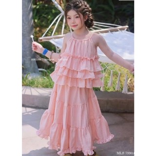 [B&G] Sét váy maxi hồng áo cô yếm kèm chân váy bồng bềnh công chúa cho bé gái đi chơi, đi biển