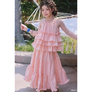 [B&G] Sét váy maxi hồng áo cô yếm kèm chân váy bồng bềnh công chúa cho bé gái đi chơi, đi biển