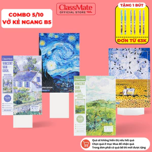 Combo 5/10 Vở Kẻ Ngang Van Gogh ClassMate Bìa Chống Nước Vở B5 80/120 Trang Quyển Vở 70gsm Vở Ghi Chép