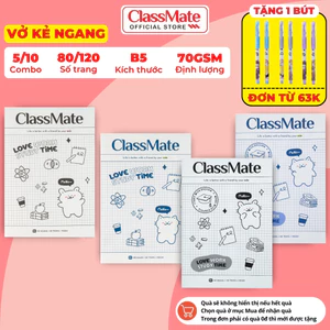 Combo 5/10 Vở Kẻ Ngang B5 MoNo ClassMate 70GSM Bìa Chống Nước, Giấy Ăn Mực, Vở B5, 80/120 Trang Ghi Chép