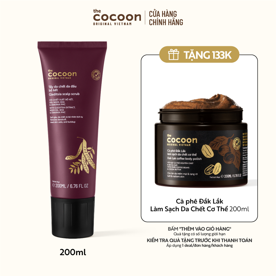 Tẩy da chết da đầu bồ kết Cocoon 200ml