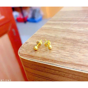 bông tai nụ bi trơn cỡ 3-4li chốt thường tặng kèm chốt cao su