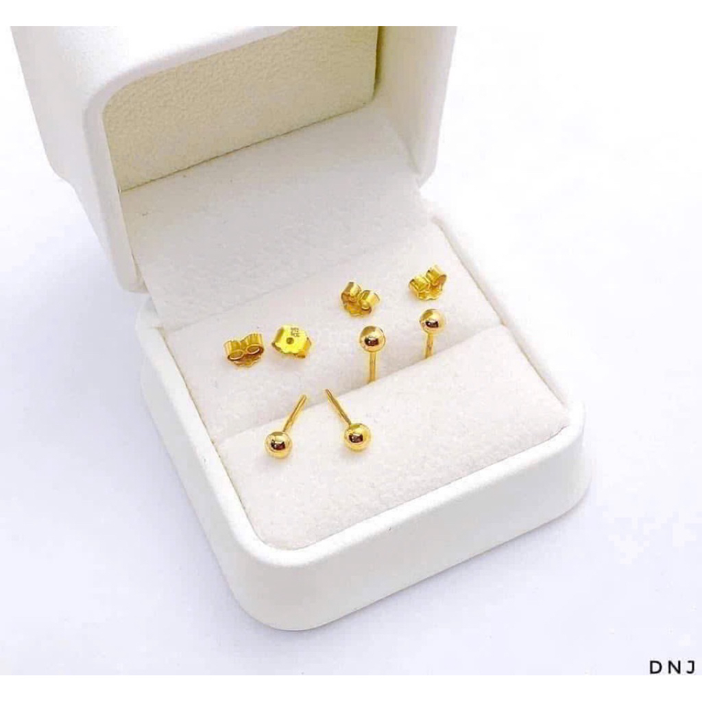 bông tai nụ bi trơn cỡ 3-4li chốt thường tặng kèm chốt cao su