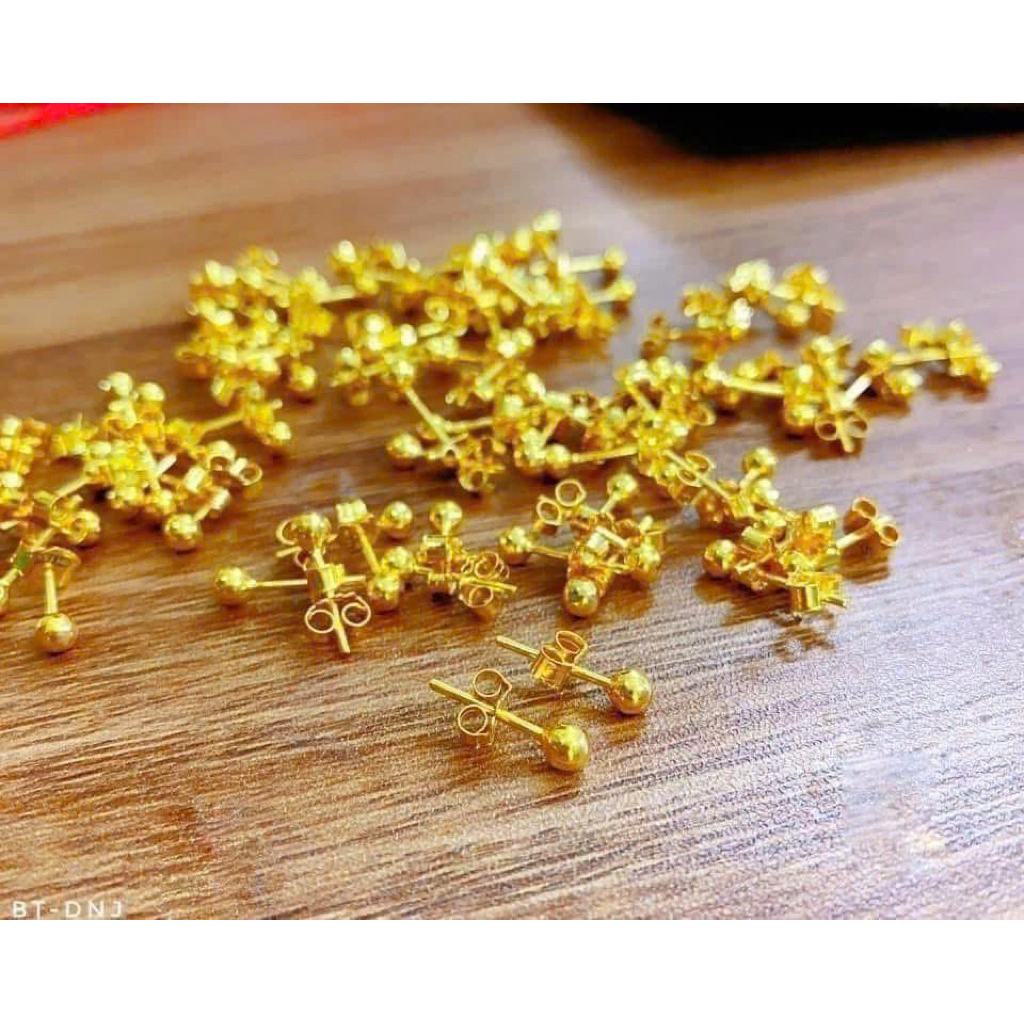 bông tai nụ bi trơn cỡ 3-4li chốt thường tặng kèm chốt cao su