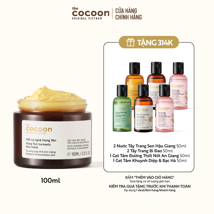 Bigsize - Mặt nạ nghệ Hưng Yên Cocoon giúp da rạng rỡ & mịn màng 100ml