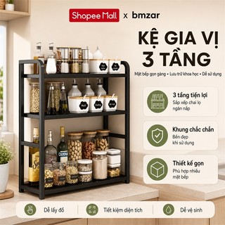 BMZAR Kệ đựng gia vị nhà bếp Bền và rẻ Kệ Gia Vị 100% thép cacbon Kệ đa năng đựng gia vị 2/3 tầng