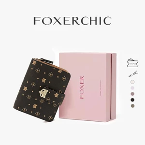FOXERCHIC Ví nữ ngắn, 16 khe cắm thẻ dung lượng lớn, thiết kế đơn giản mang đi làm hàng ngày