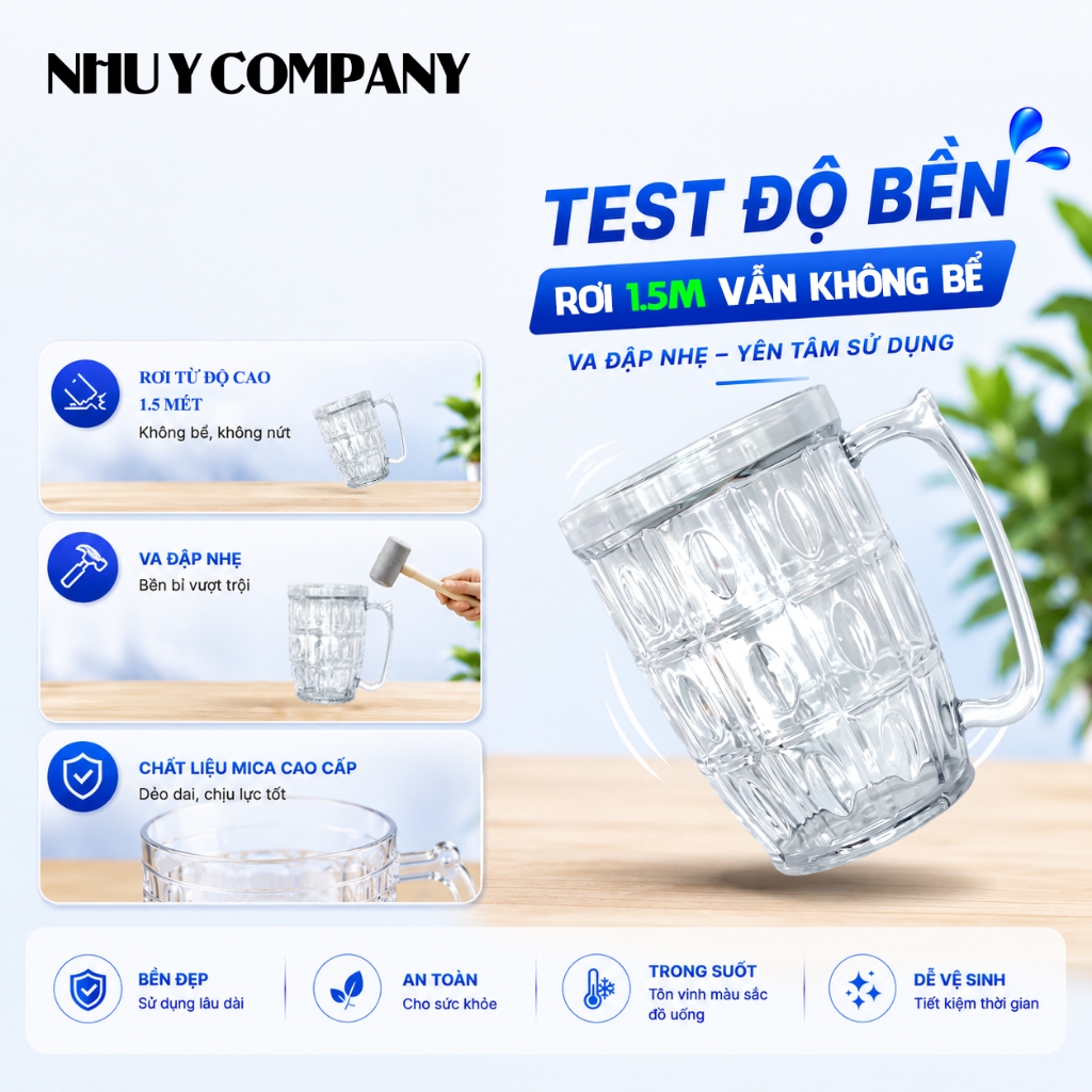 Combo 10 ly nhựa mica 450ml trong suốt dùng uống trà đá, lúa mạch, bền đẹp, an toàn tiện lợi
