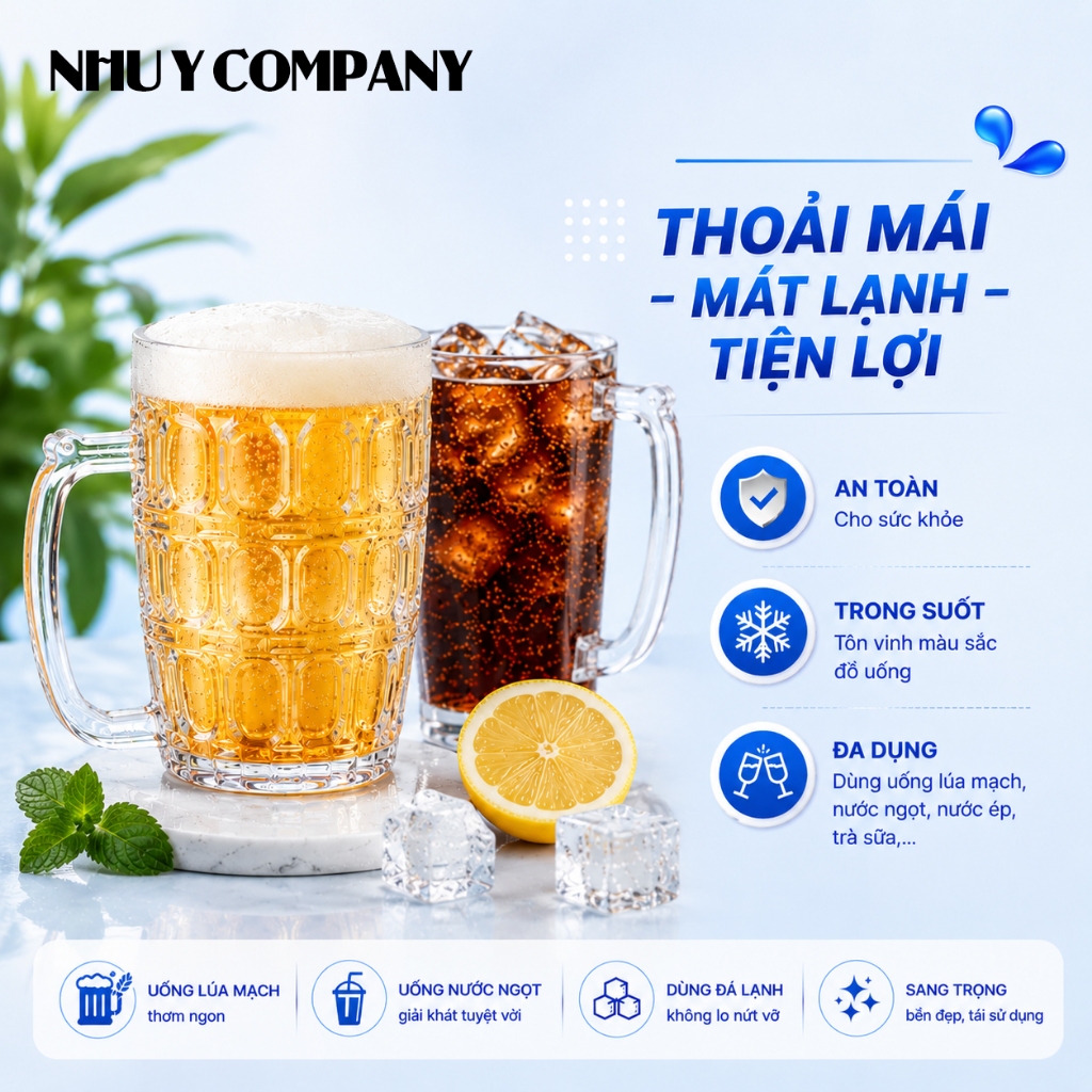 Combo 10 ly nhựa mica 450ml trong suốt dùng uống trà đá, lúa mạch, bền đẹp, an toàn tiện lợi